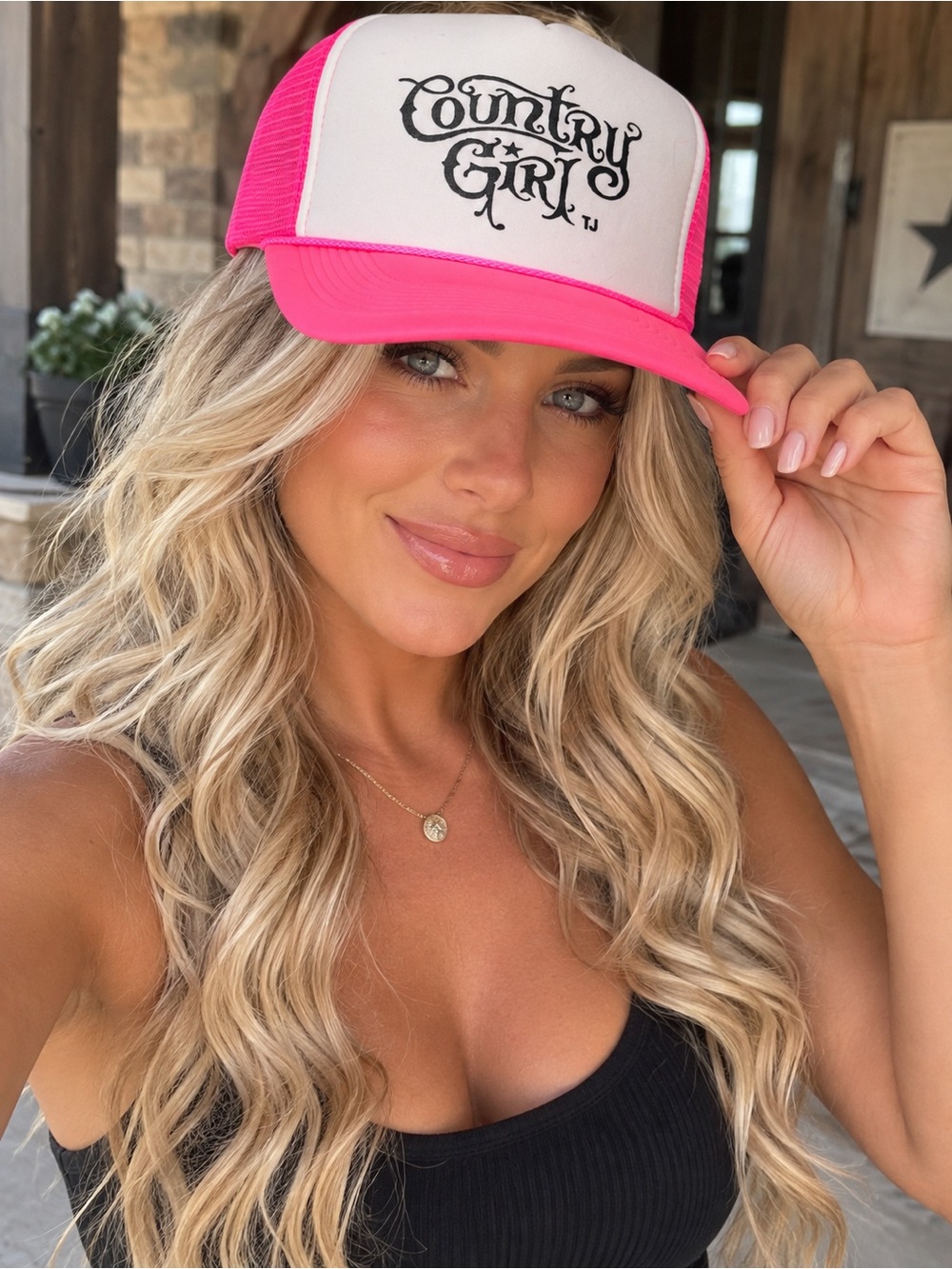 Pink and White Mesh Trucker Hat